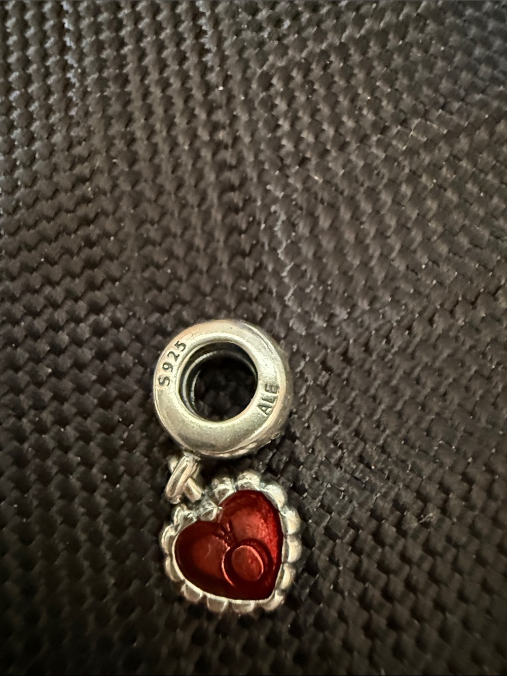 Pandora Silver Charm with Red Heart Enamel